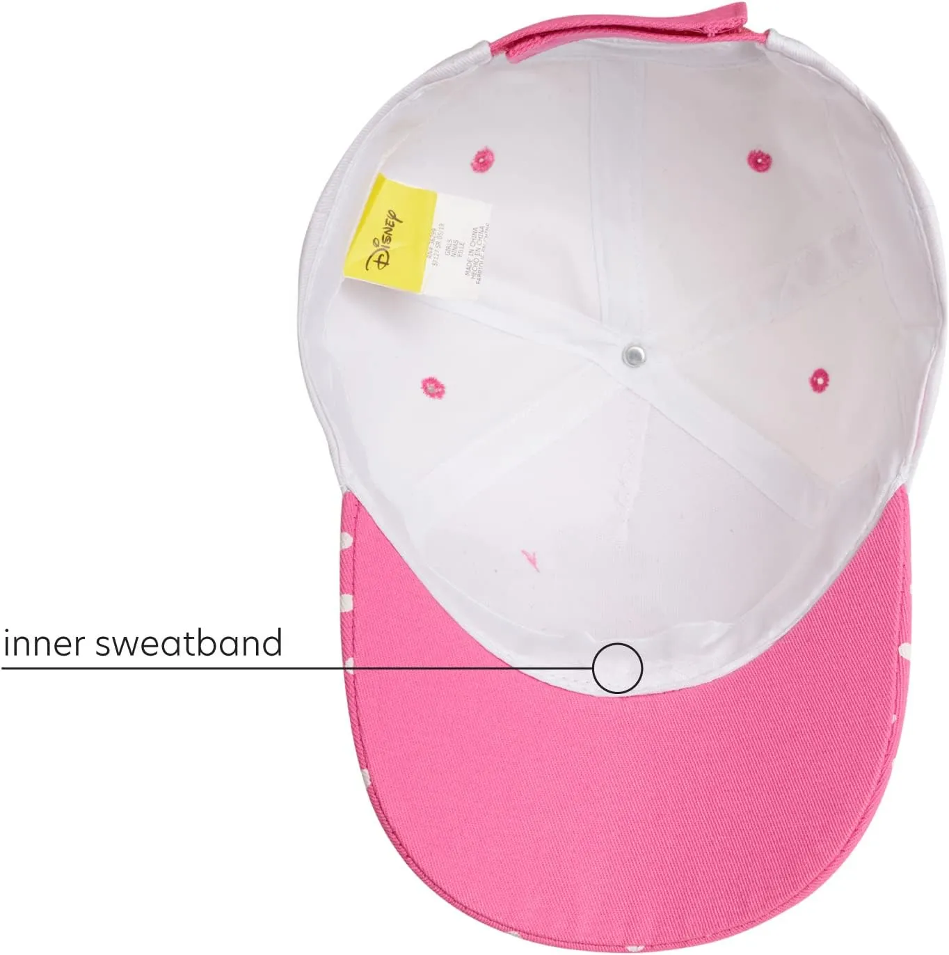 Disney Girls' Minnie Mouse Baseball Cap - 3D Bow Curved Brim Strap Back Hat (4-7)