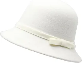 Elegant British Felt Hat Ladies Christmas Carnivals Hat with Bowknot Hat Band Hat for Outdoor BE