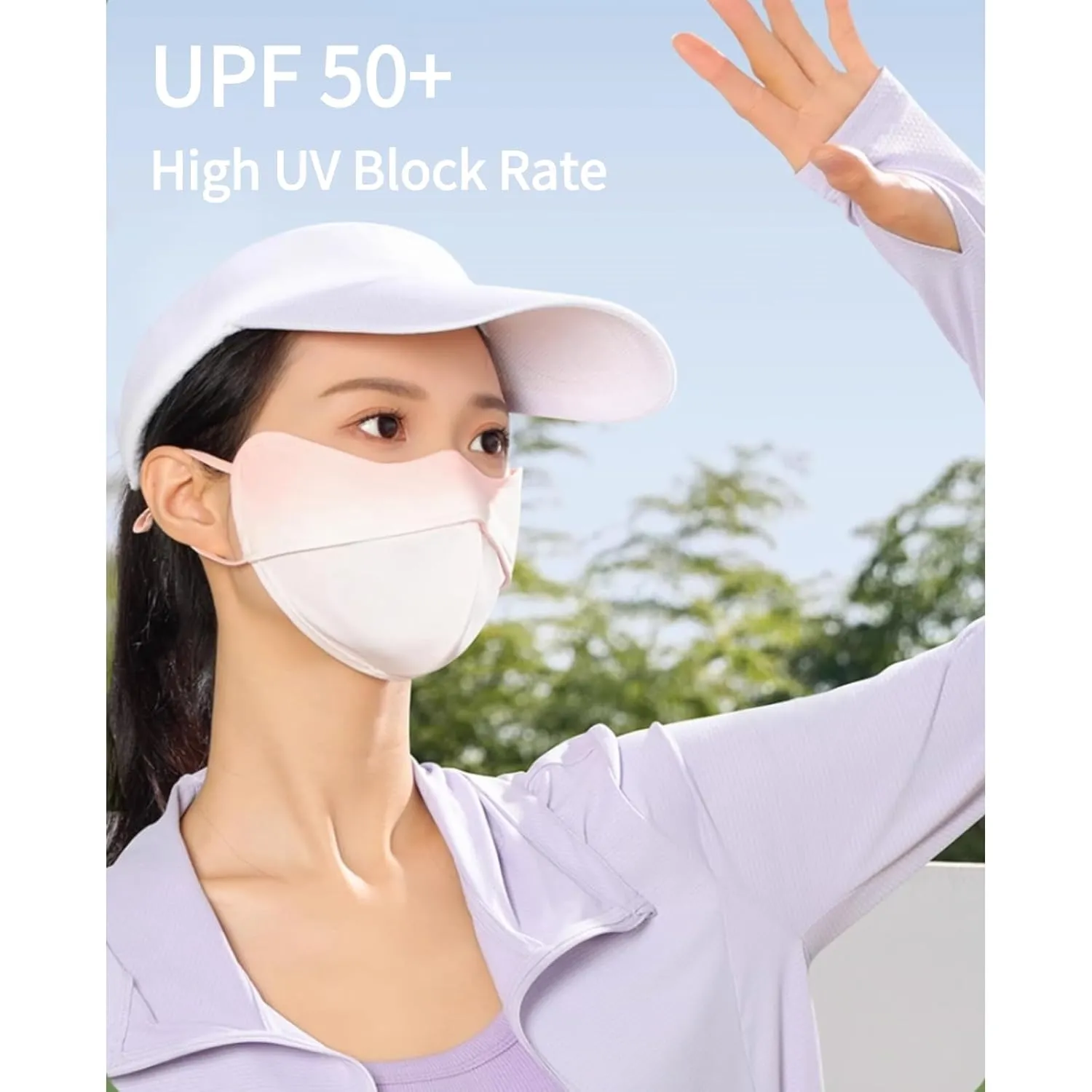 FlickerGlimmer Women Summer Sun Protection Face Mask Breathable Ice Silk Fabric UV Resistant Stylish Outdoor Wear High Aesthetic Value (Pink)