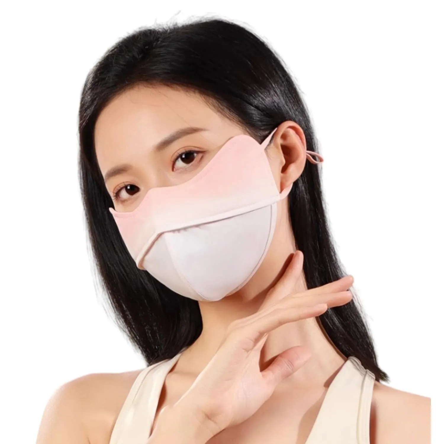 FlickerGlimmer Women Summer Sun Protection Face Mask Breathable Ice Silk Fabric UV Resistant Stylish Outdoor Wear High Aesthetic Value (Pink)