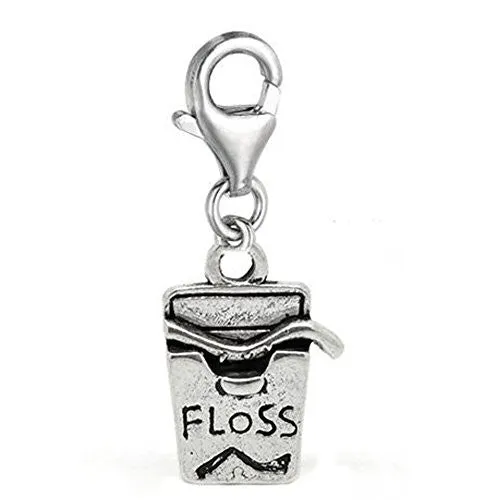 Floss Clip on Pendant for European Charm Jewelry w/ Lobster Clasp