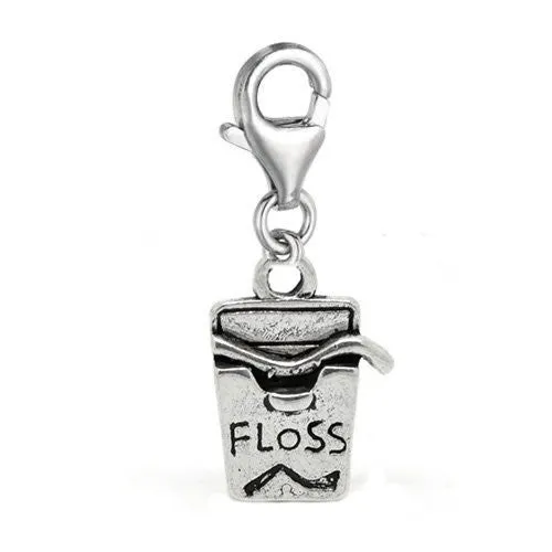 Floss Clip on Pendant for European Charm Jewelry w/ Lobster Clasp