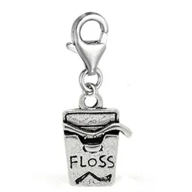 Floss Clip on Pendant for European Charm Jewelry w/ Lobster Clasp