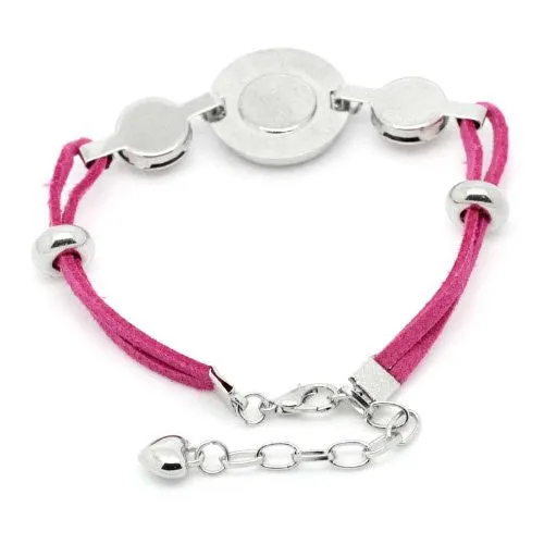 Fushia Velvet Chunk Lobster Clasp Bracelet & Extender Chain Fits Snaps Chunk Button