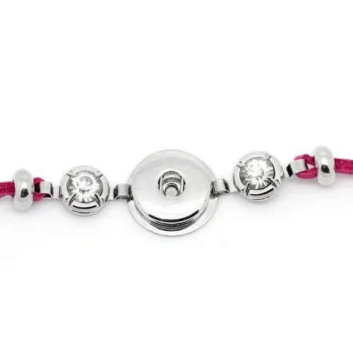 Fushia Velvet Chunk Lobster Clasp Bracelet & Extender Chain Fits Snaps Chunk Button
