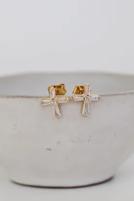 Gracie Gold Rhinestone Cross Stud Earrings