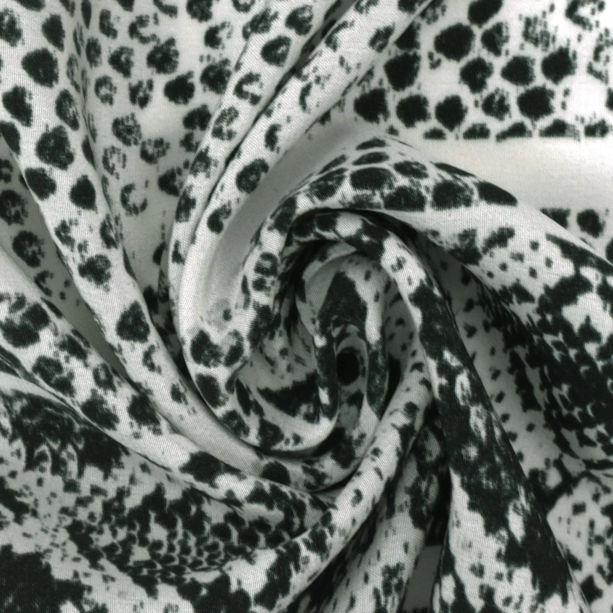 Green-Black-Ivory Border Frame Panel Printed Silk Crepe De Chine Fabric