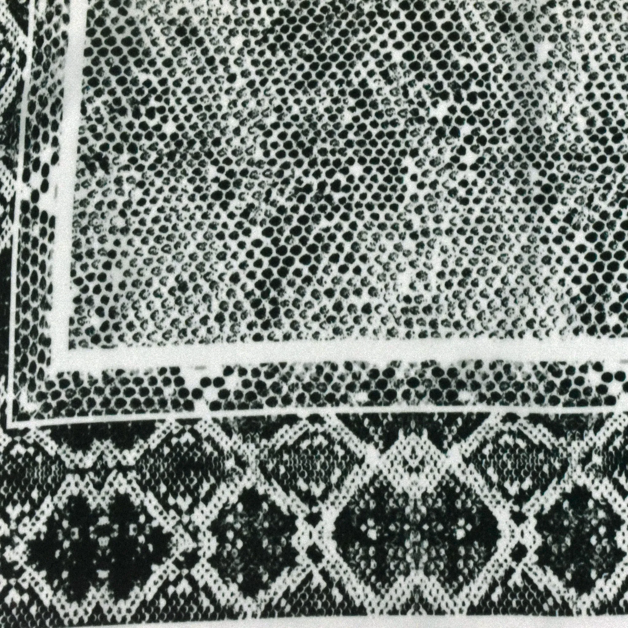 Green-Black-Ivory Border Frame Panel Printed Silk Crepe De Chine Fabric