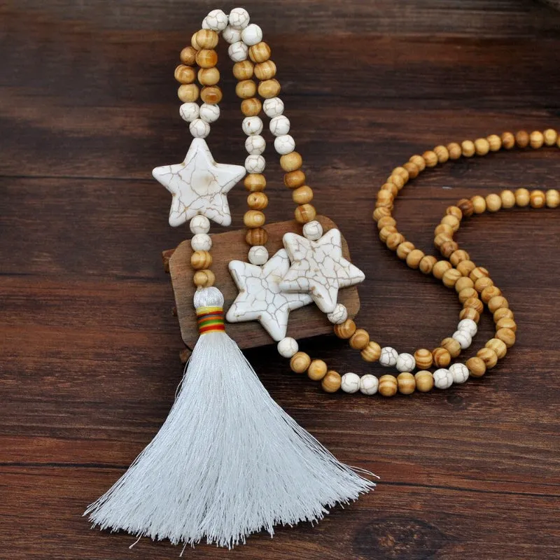 Handmade Long Tassel Beaded Statement Necklaces