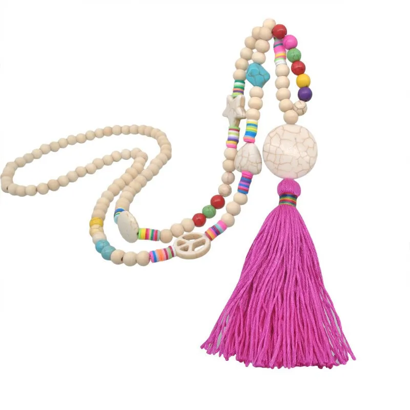 Handmade Long Tassel Beaded Statement Necklaces