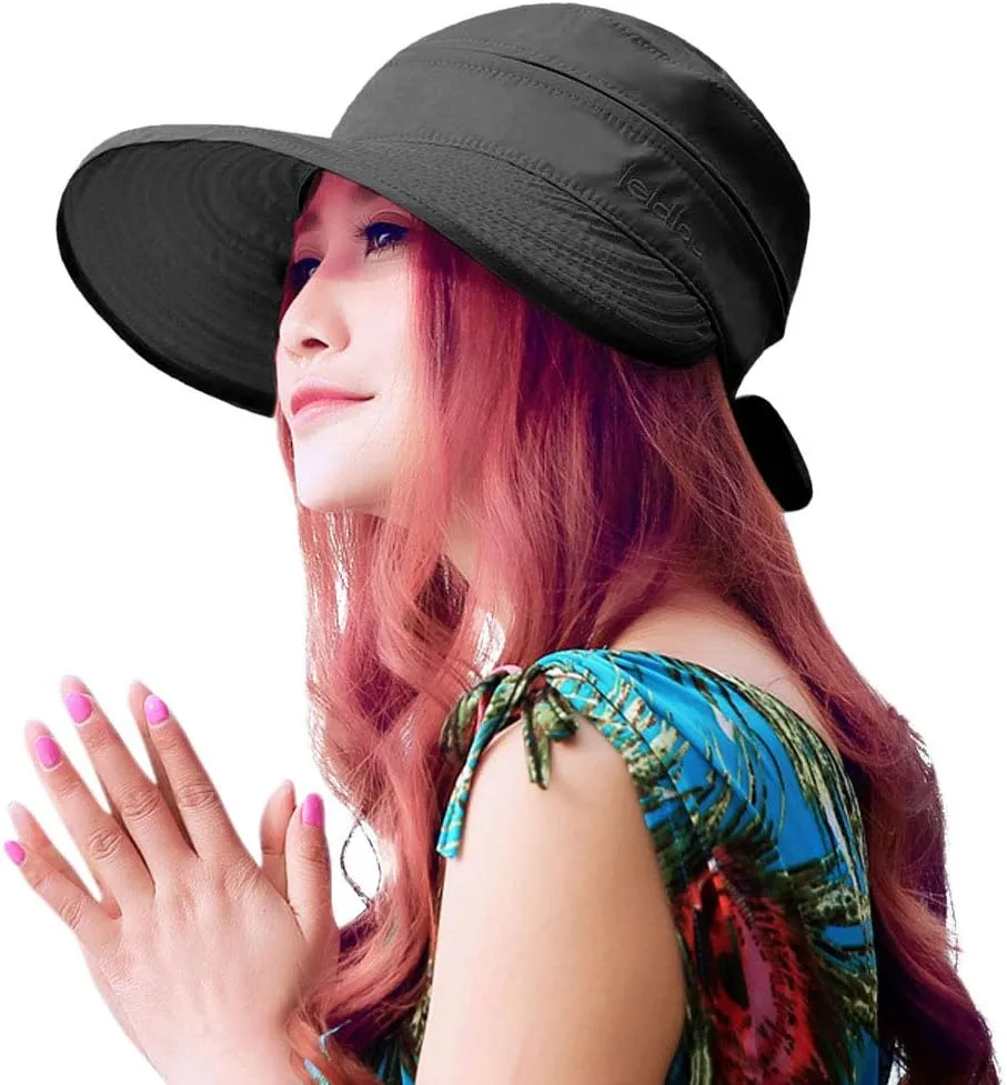 HINDAWI Sun Hats for Women with UV Protection Wide Brim Sun Hat Visor Summer Beach Outdoor Foldable Womens Cap