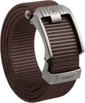 JUKMO Ratchet Belt for Men, Nylon Web Tactical Belt with Automatic Slide Buckle, Adjustable Trim to Fit