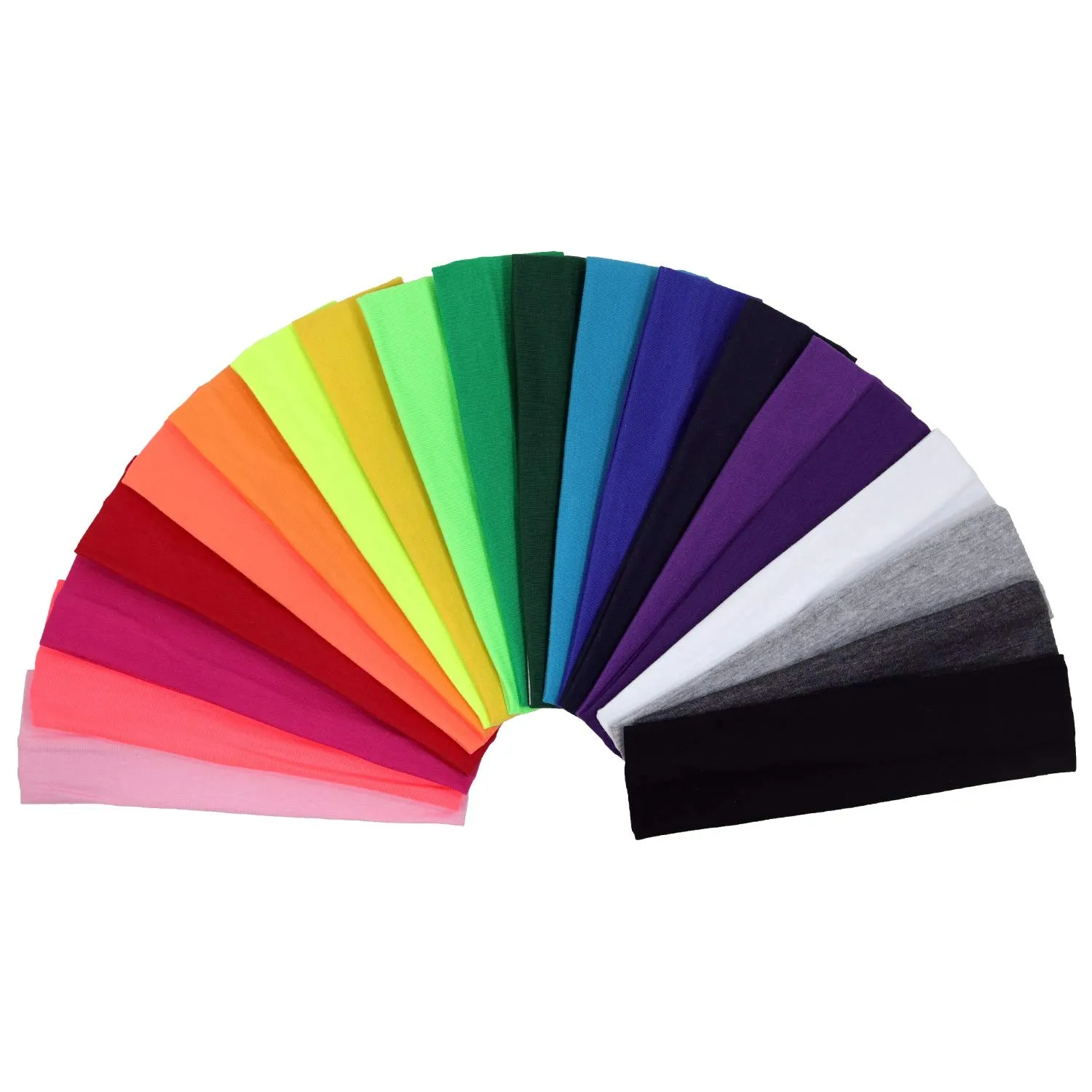 Kenz Laurenz 12 Cotton Headbands for Women Non Slip Elastic Sweat Hairbands Soft Fabric Hair Bands for Women's Hair, Workout Yoga Running Sport Thin Hair Wrap for Girls