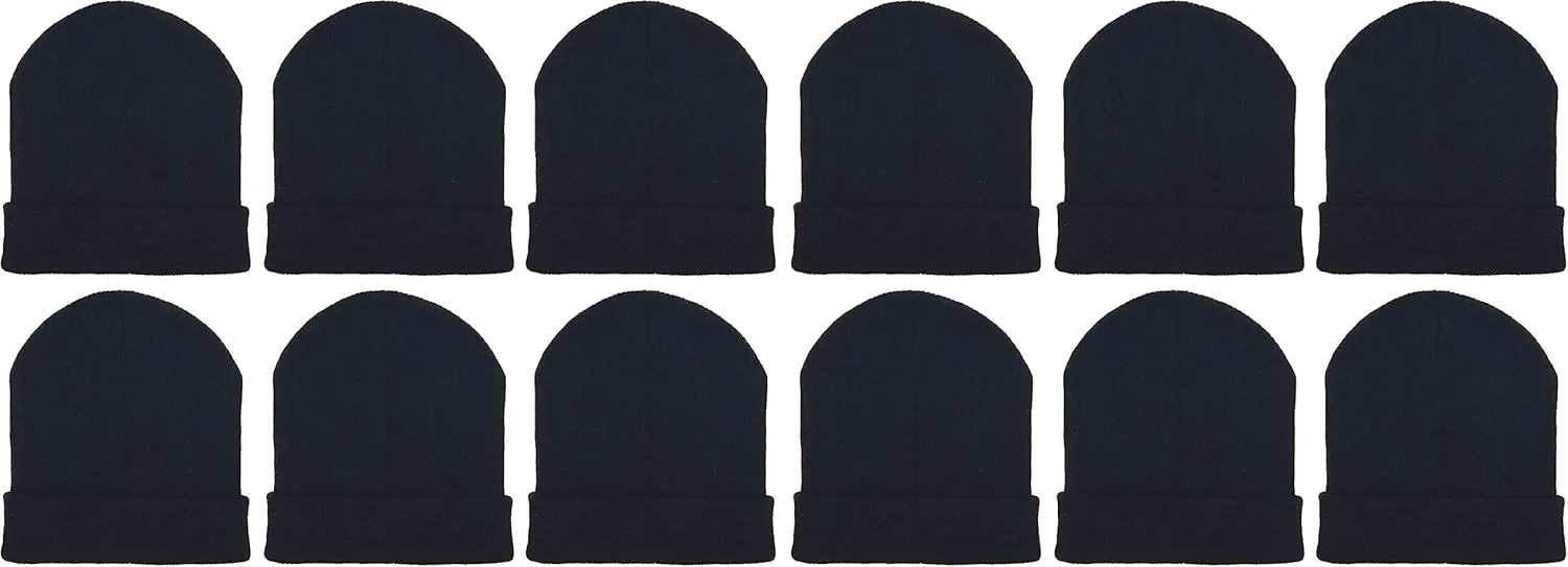 Kids Winter Beanies, 12 Pack Warm Cold Weather Hats Boys Girls Children