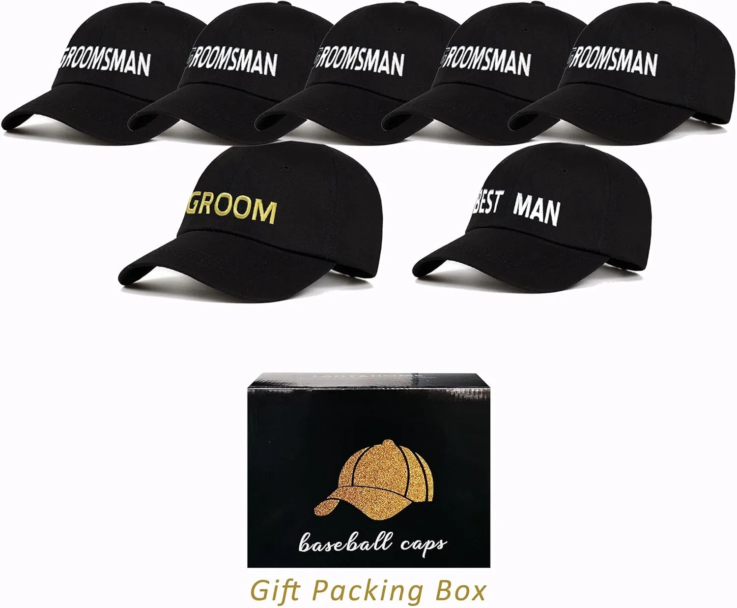 LADY&HOME Bachelor/Bachelorette Party Baseball Hats Set, Embroidered Adjustable Cotton Truck Caps