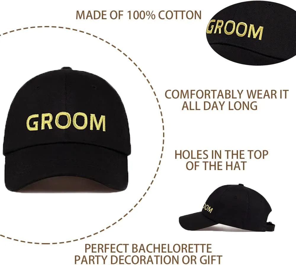LADY&HOME Bachelor/Bachelorette Party Baseball Hats Set, Embroidered Adjustable Cotton Truck Caps