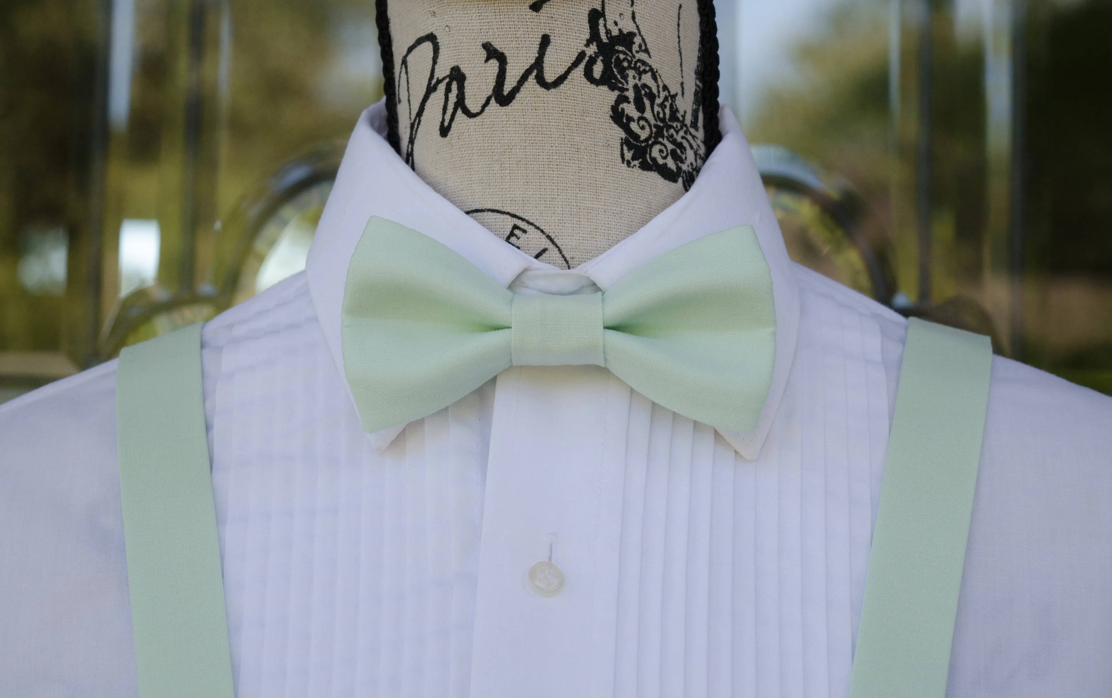 Light Mint Green Bow Tie and/or Suspenders (132)