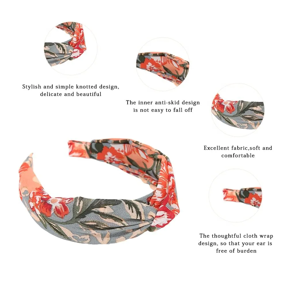 Madison Tyler Headbands for Women | Fashion Boho Headbands Top Knotted With Rhinestones Elastic Workout Hairbands | Outdoor and Party Headbands for Women Non Slip. (Floral)