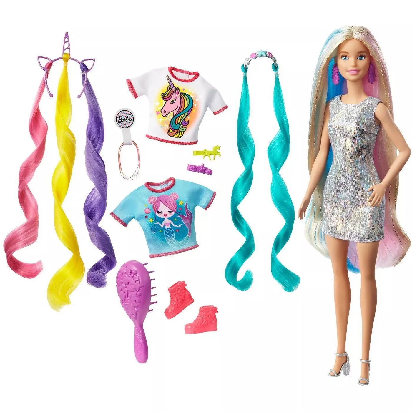 Mattel GHN04 Barbie Fantasy Hair Doll Blonde - Multi (12 Pieces)
