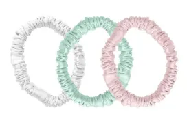 Mayfairsilk Brilliant White / Teal Breeze / Precious Pink Silk Hair Ties Set