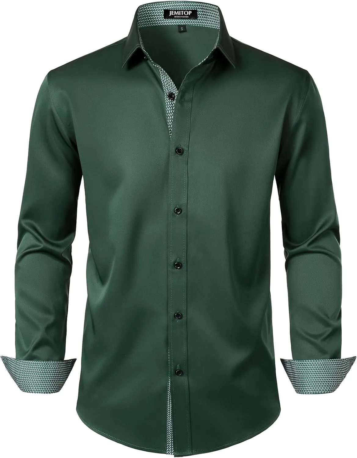 Men's Stretch Multi-Use Long Sleeve Dress Shirts Party Prom Wedding Shirts with Slight Sheen
