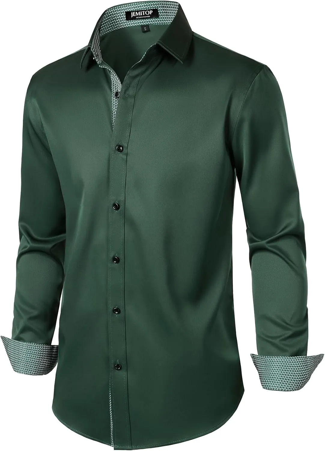 Men's Stretch Multi-Use Long Sleeve Dress Shirts Party Prom Wedding Shirts with Slight Sheen