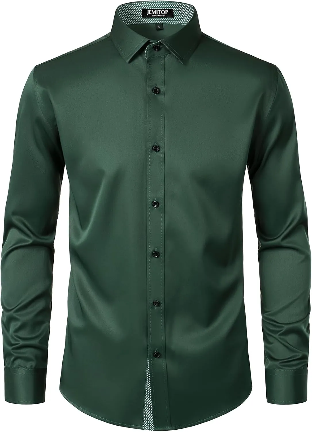 Men's Stretch Multi-Use Long Sleeve Dress Shirts Party Prom Wedding Shirts with Slight Sheen