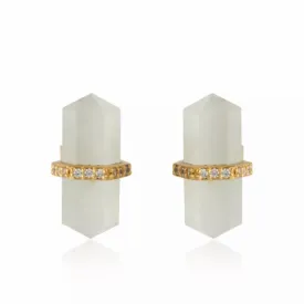Moonstone Gemstone Pencil-Cut Gemstone Stud Earrings