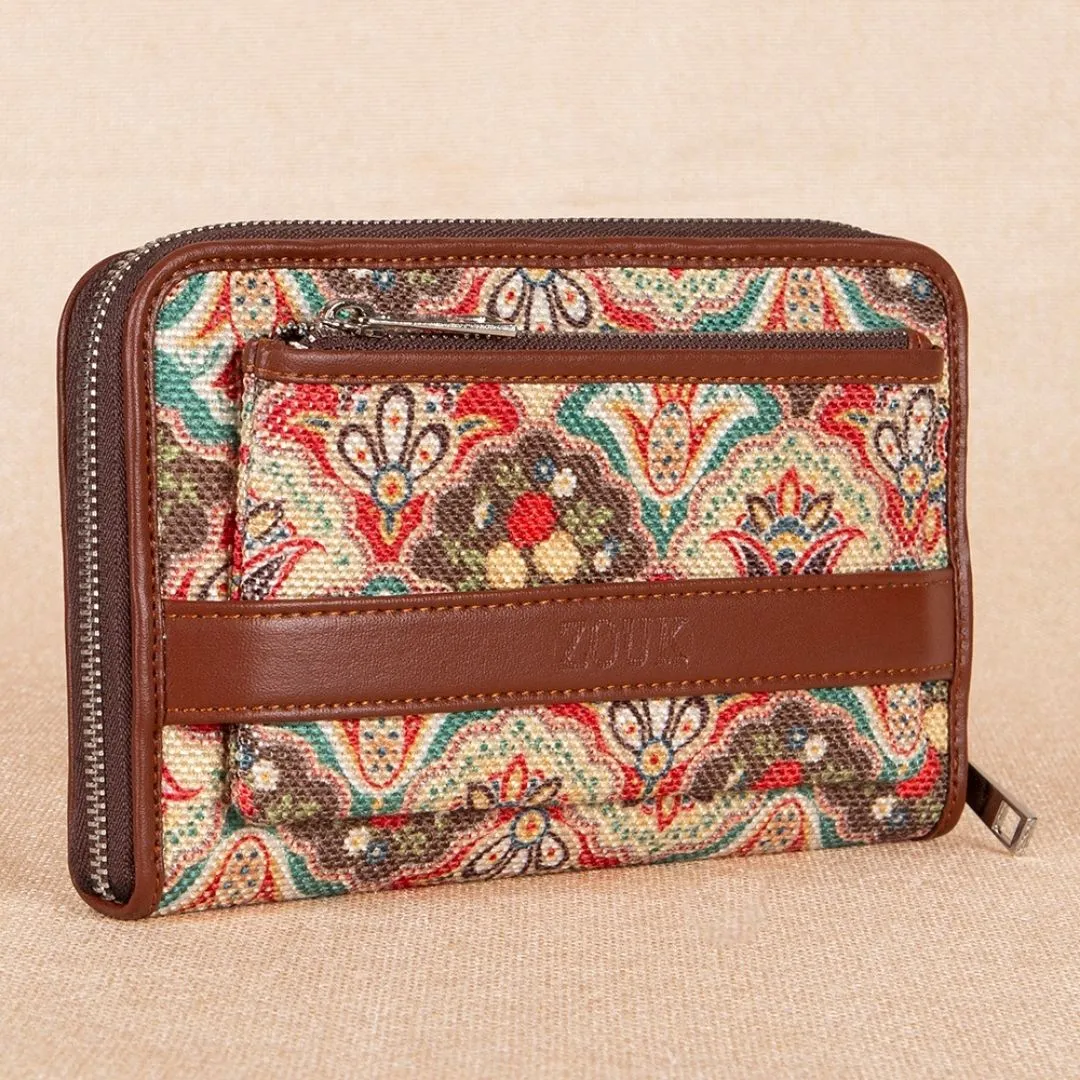 Mughal Art Multicolor Classic Zipper Metal Wallet