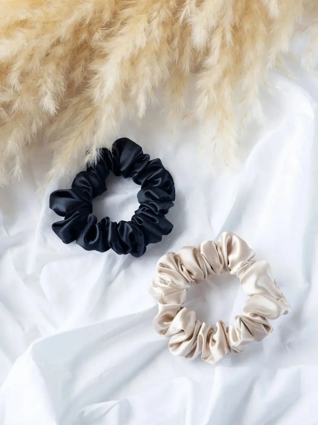 Mulberry Silk Classic Scrunchie Set in Pink Blush/Silver Grey