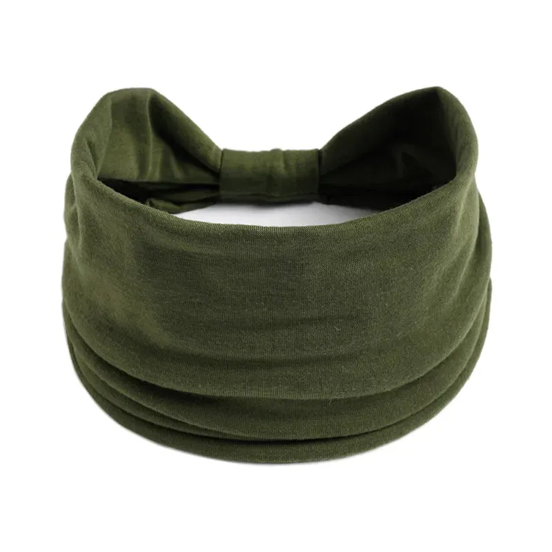 New Boho Solid Color Wide Headbands