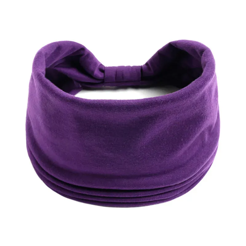 New Boho Solid Color Wide Headbands