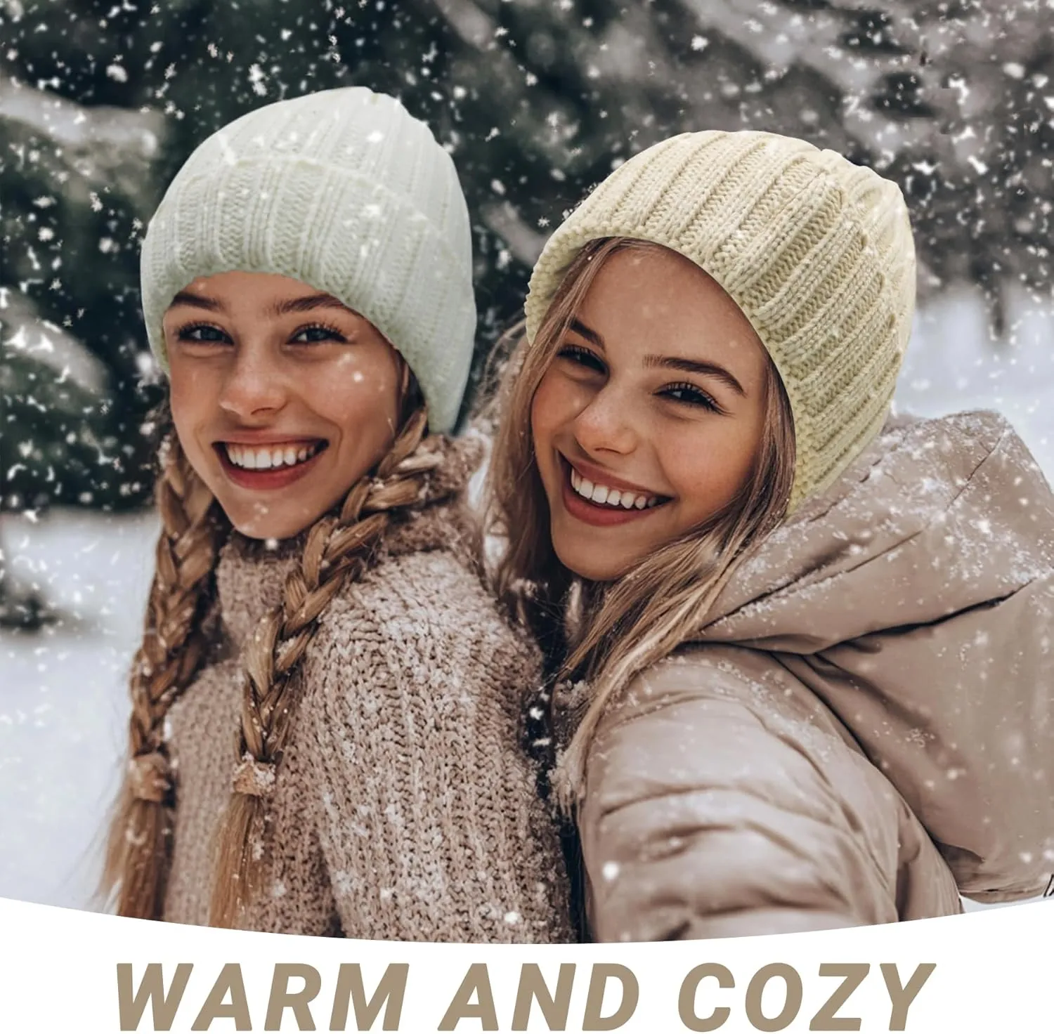 NPQQUAN Thick Warm Winter Hats for Women Knit Beanie Hat Skull Cap Beanies for Men Women