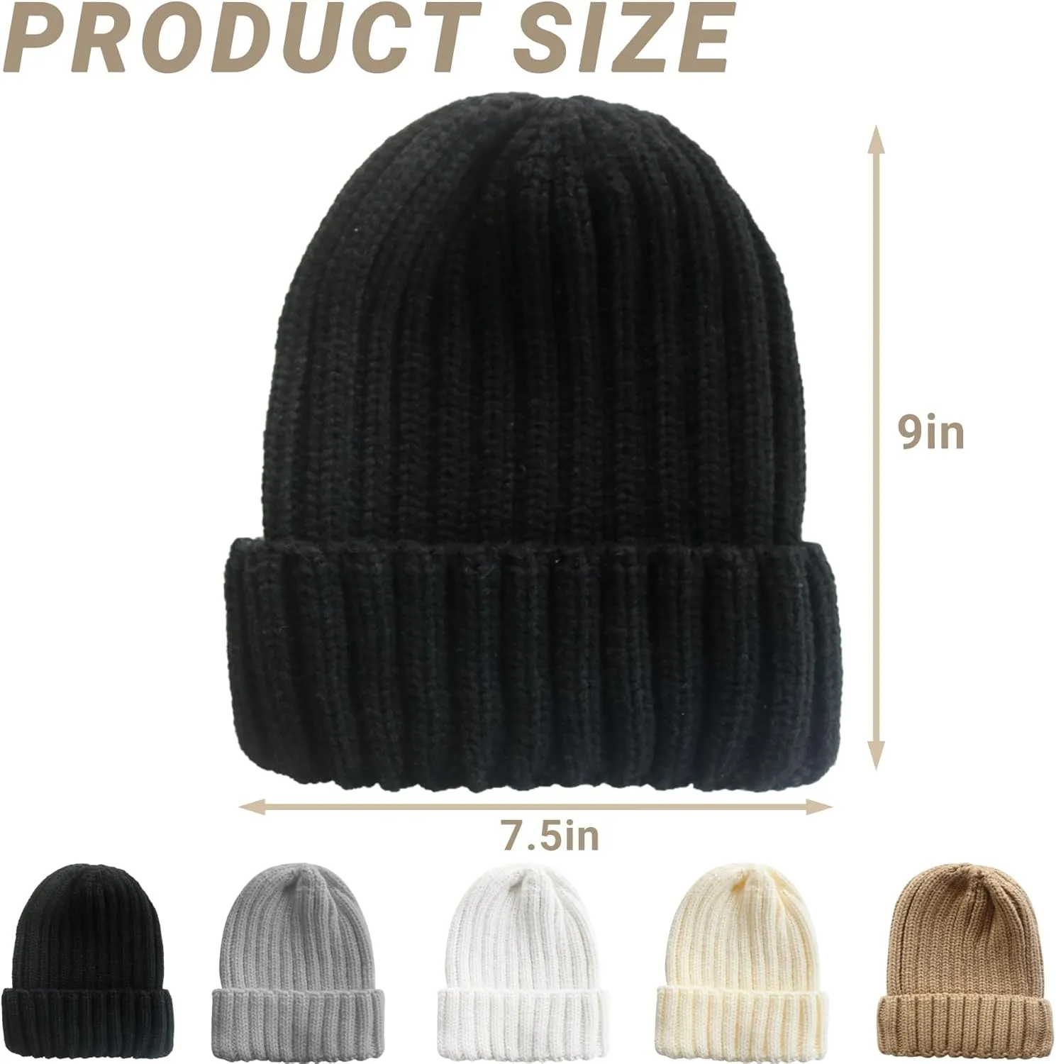 NPQQUAN Thick Warm Winter Hats for Women Knit Beanie Hat Skull Cap Beanies for Men Women