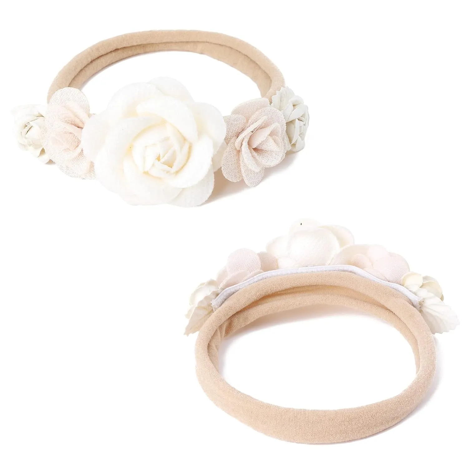 OOSAKU Baby Girl Flower Headbands Set Elastic Floral Headbands 6pcs Soft Nylon Hair Band for Newborn Toddler Hair Accessories