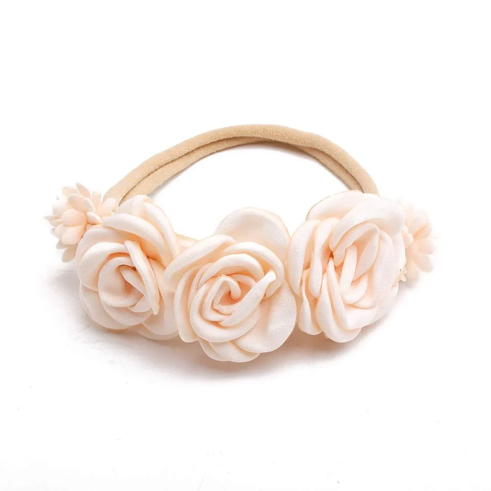 OOSAKU Baby Girl Flower Headbands Set Elastic Floral Headbands 6pcs Soft Nylon Hair Band for Newborn Toddler Hair Accessories