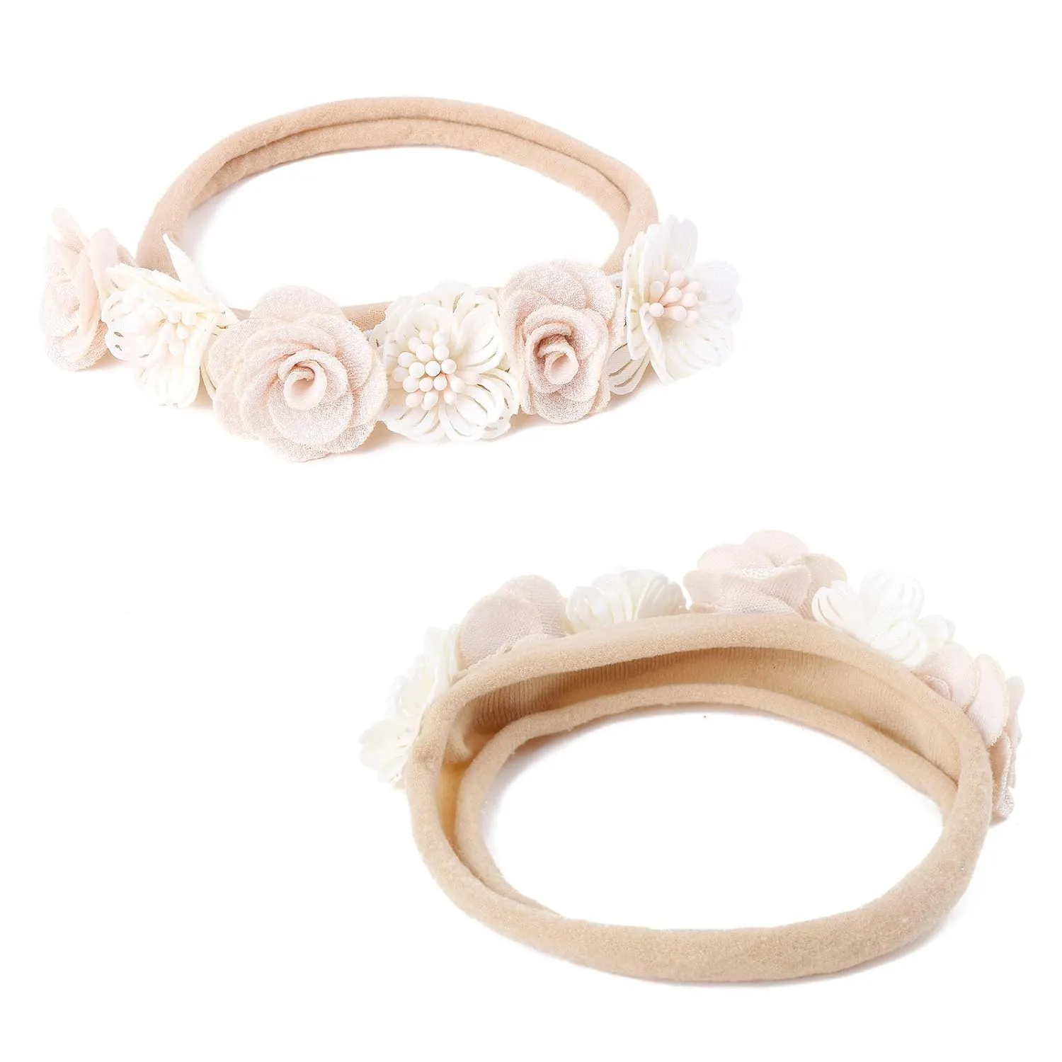 OOSAKU Baby Girl Flower Headbands Set Elastic Floral Headbands 6pcs Soft Nylon Hair Band for Newborn Toddler Hair Accessories