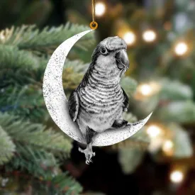Parrot Sits On The Moon Flat Acrylic Hanging Ornament Animals Shaped