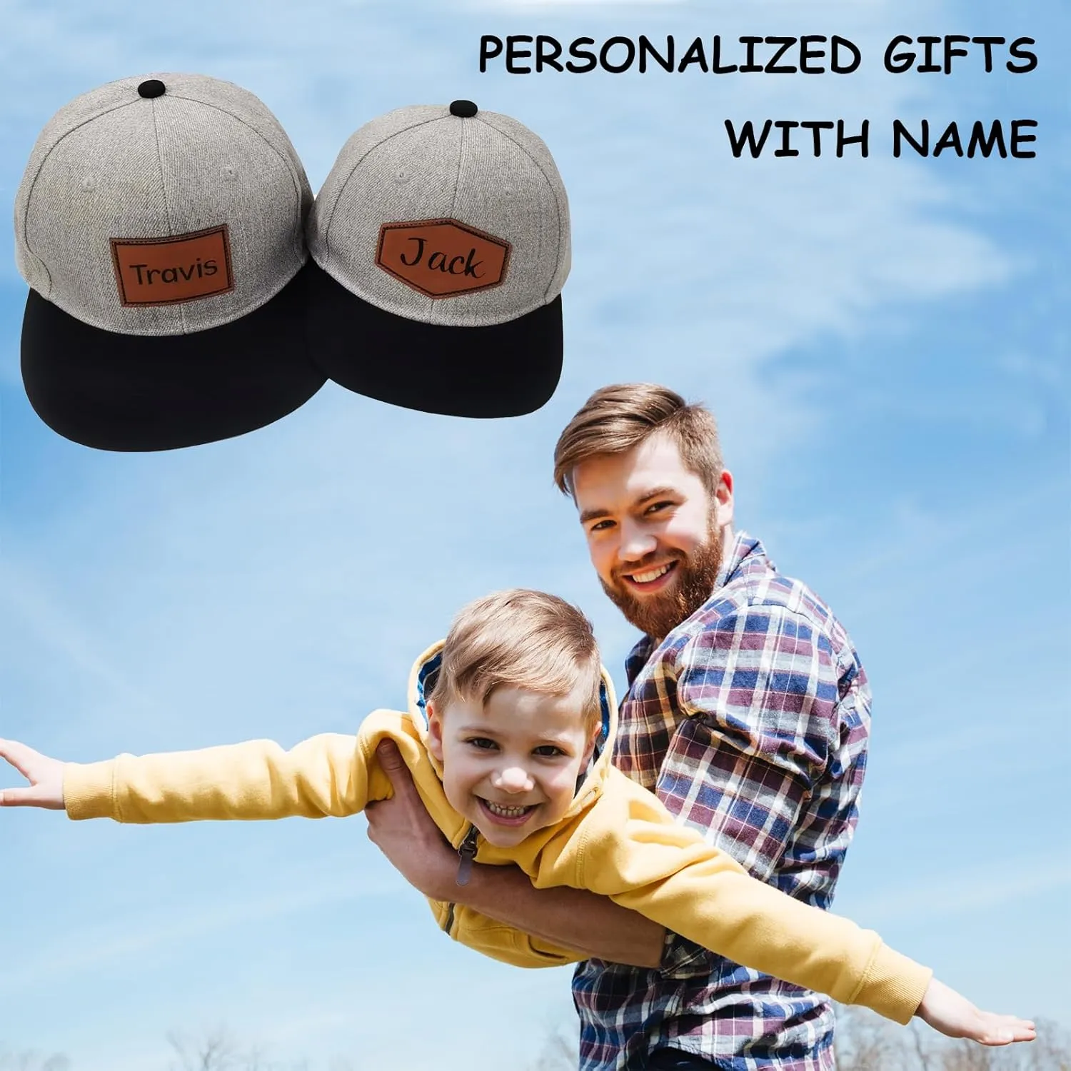 Personalized Toddler Hats, Custom Name Baseball Caps with Adjustable Snapback, Truck Cap for Infants Kids and Adults