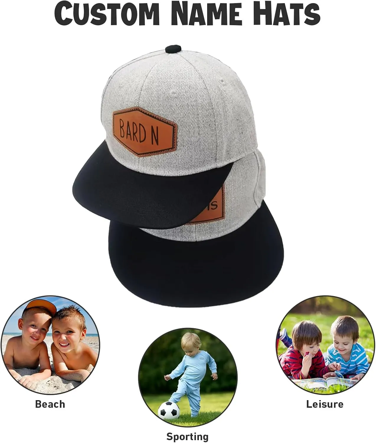Personalized Toddler Hats, Custom Name Baseball Caps with Adjustable Snapback, Truck Cap for Infants Kids and Adults