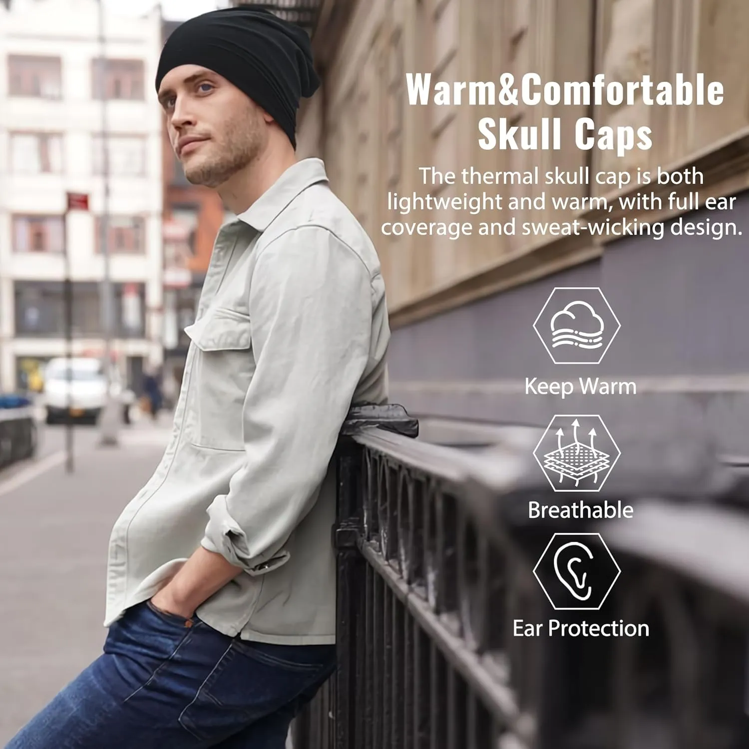 Qearl Slouchy Beanie Hat for Men Soft Sleep Hats for Women Running Beanies Skull Cap Multicolor