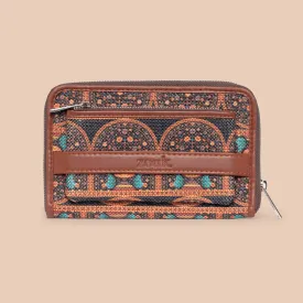 Royal Indian Peacock Motif Classic Zipper Metal Wallet