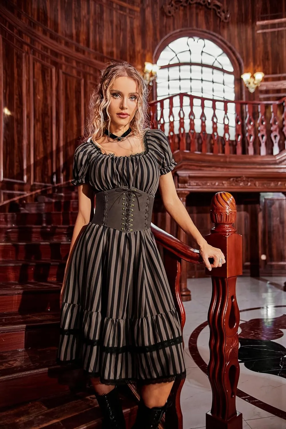 Scarlet Darkness Women Wide Belt Elastic Waist Belt Lace-up Corset Belts for Dress