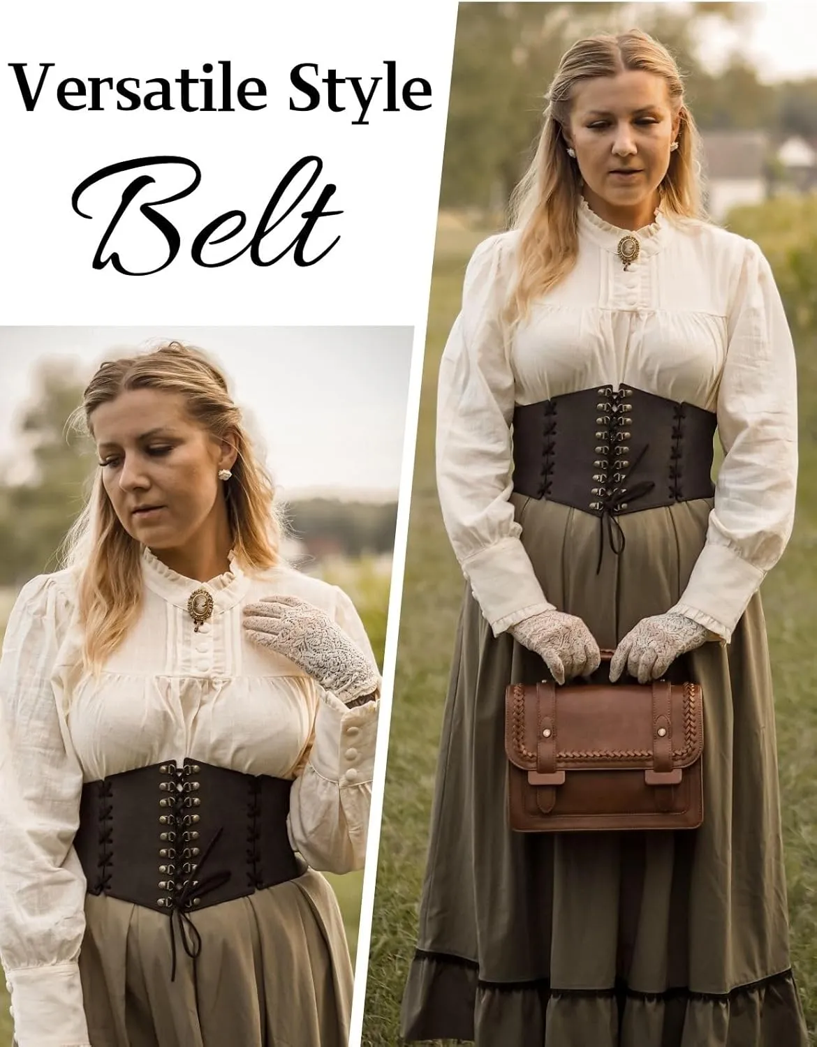 Scarlet Darkness Women Wide Belt Elastic Waist Belt Lace-up Corset Belts for Dress
