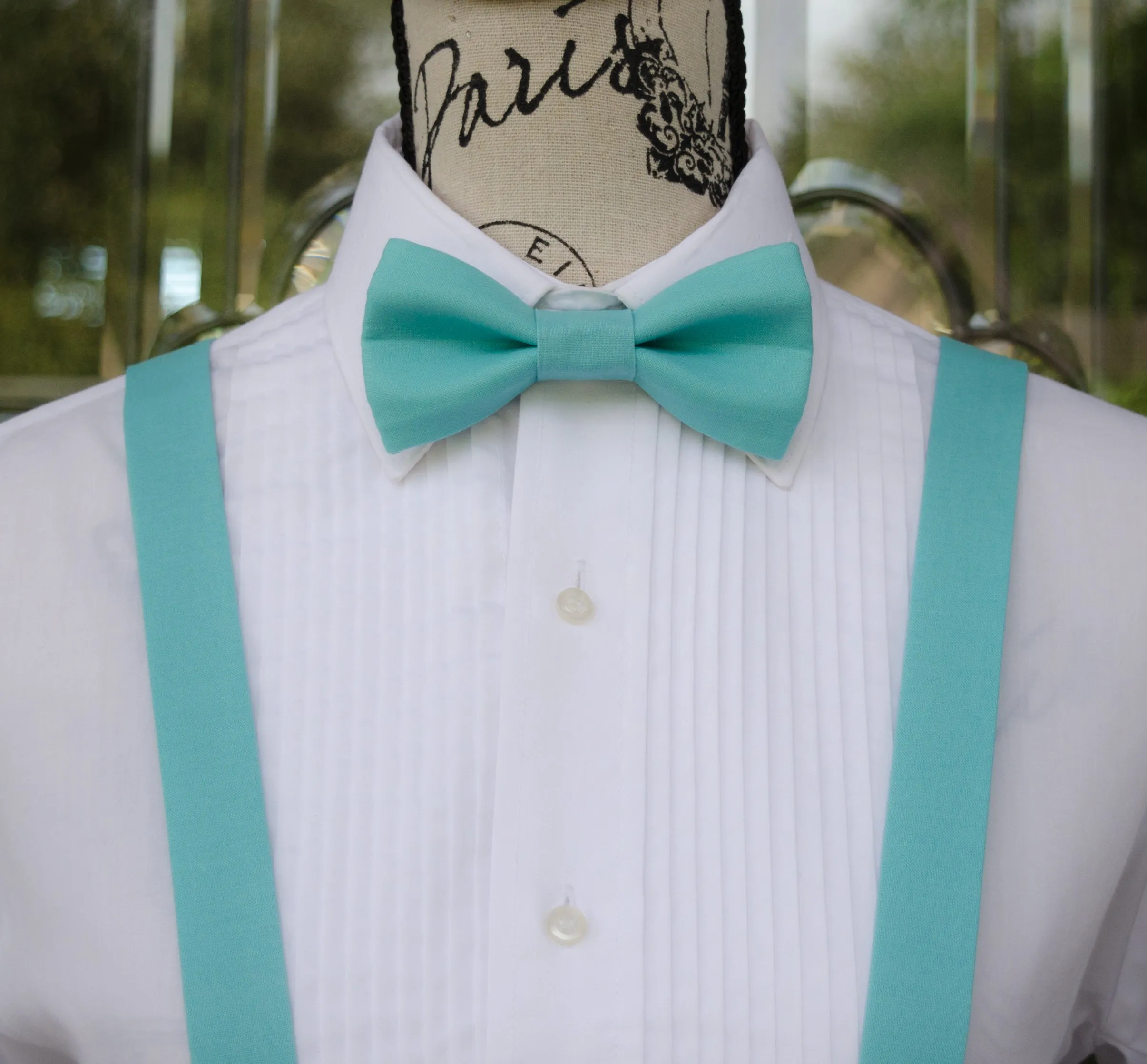 Seafoam Blue Bow Tie and/or Suspenders (191)