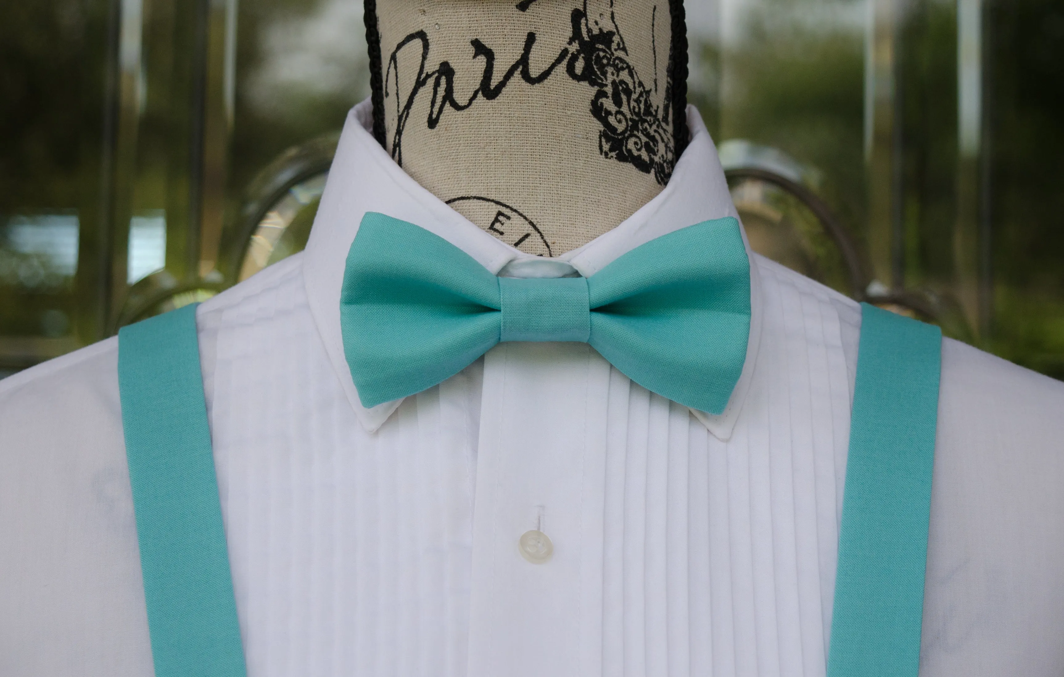 Seafoam Blue Bow Tie and/or Suspenders (191)