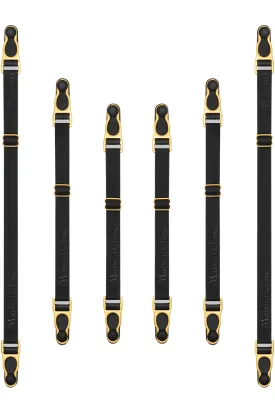 Set of 6 Suspender Straps in Black/Gold