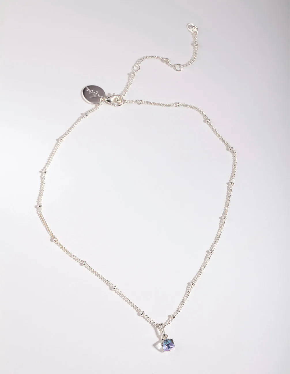 Silver Swarovski Crystal Cube Pendant Fine Choker