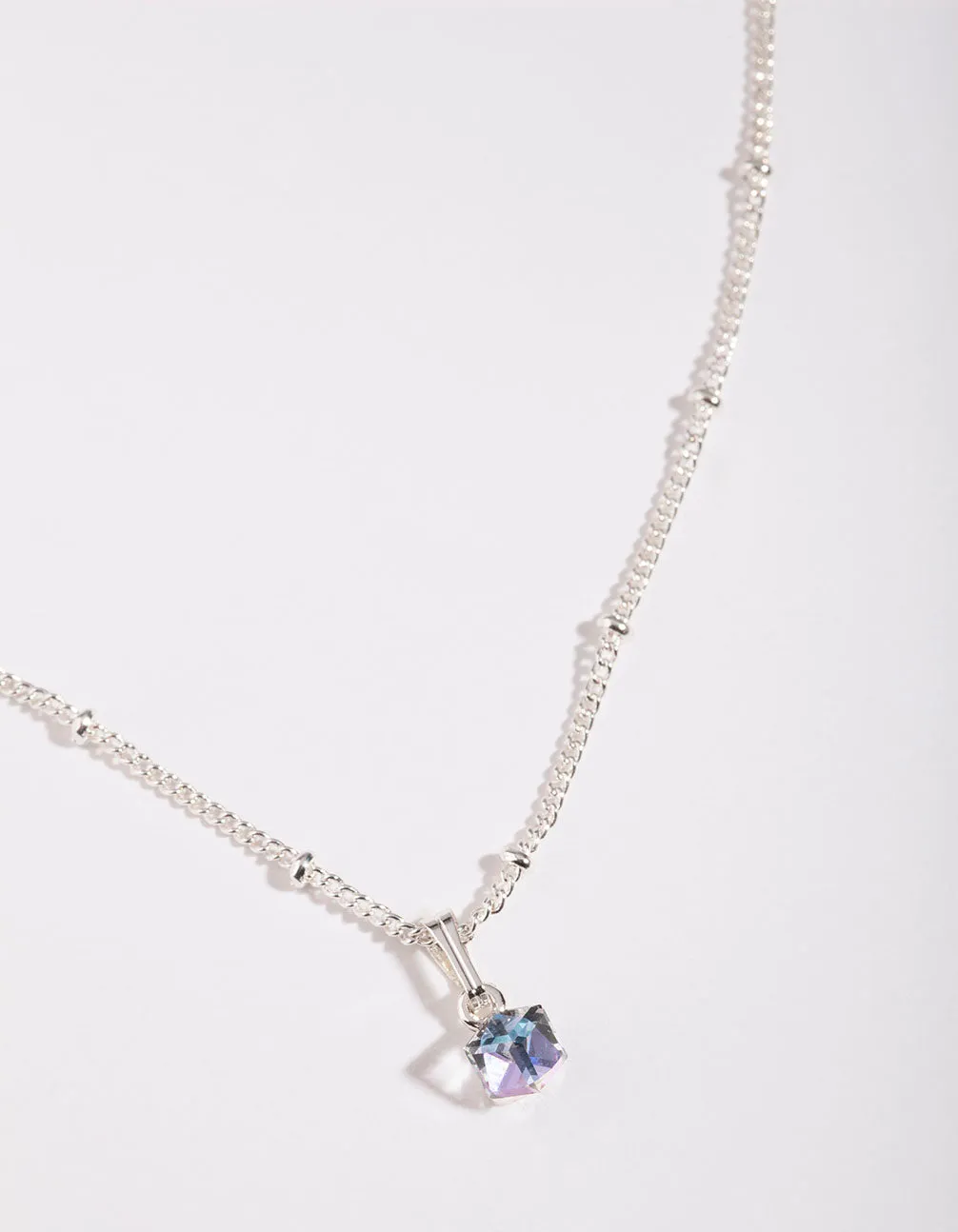 Silver Swarovski Crystal Cube Pendant Fine Choker