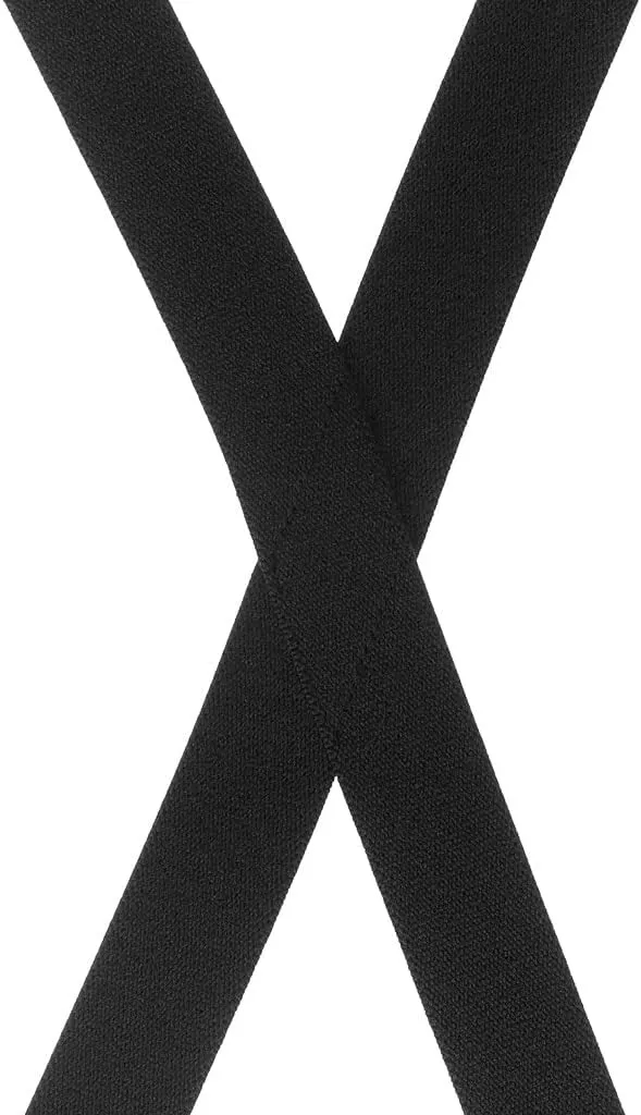 Solid Color 1-Inch Wide Elastic Suspenders - Sewn X-Back - Clip - Many Colors & 3 Sizes